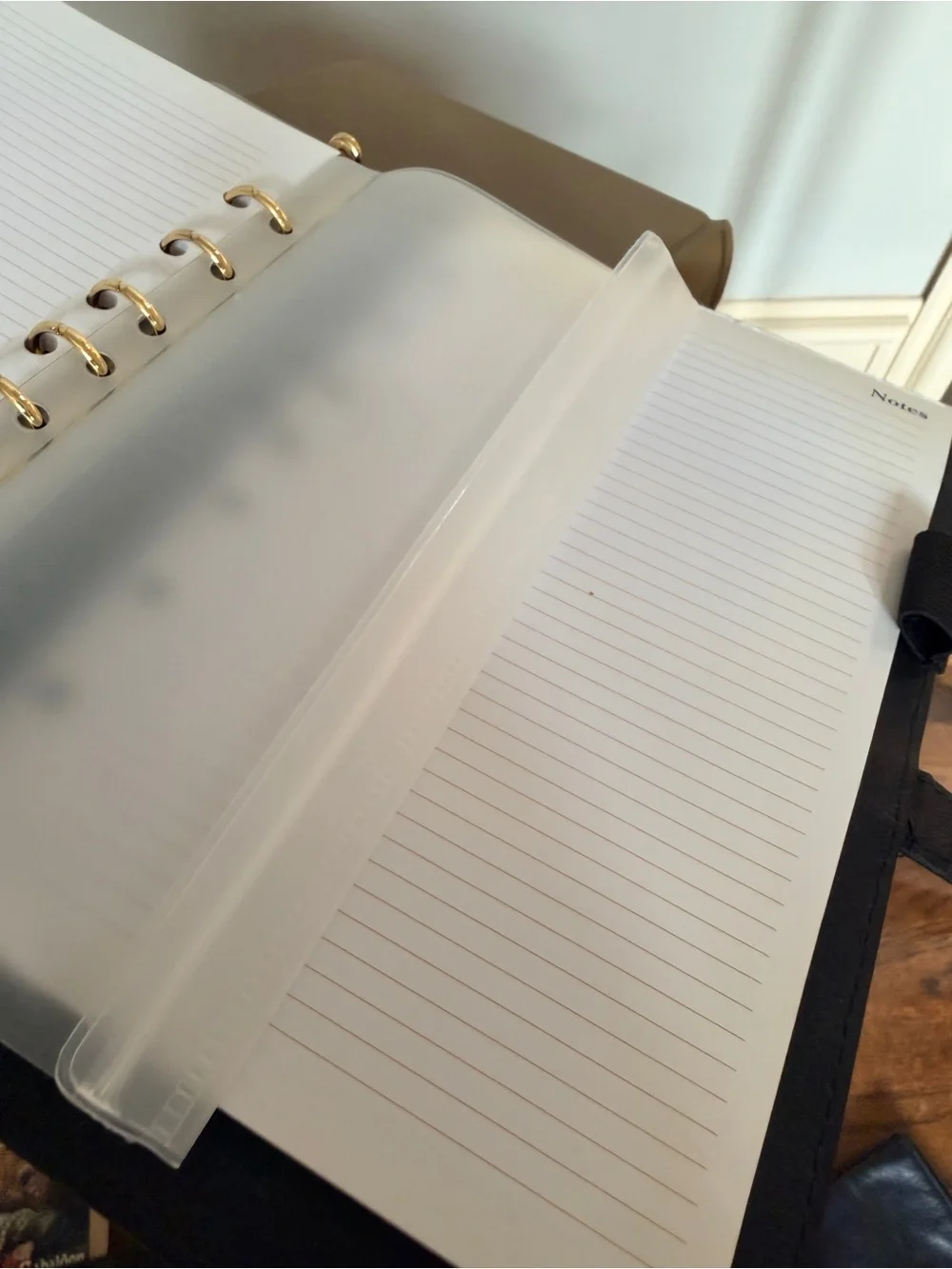 AT-A-GLANCE Black Faux Leather 7-Ring Undated Planner Organizer Gold Hardware.